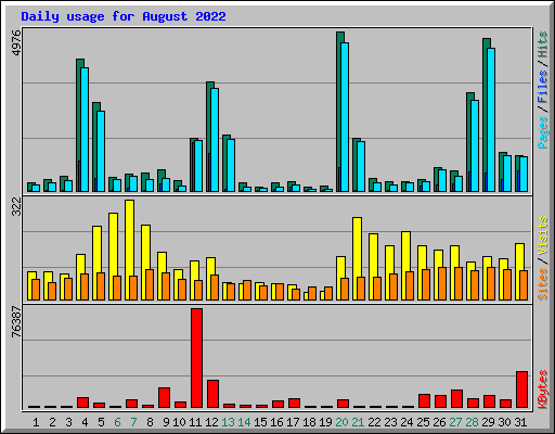 Daily usage for August 2022