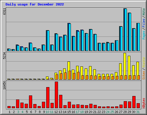 Daily usage for December 2022