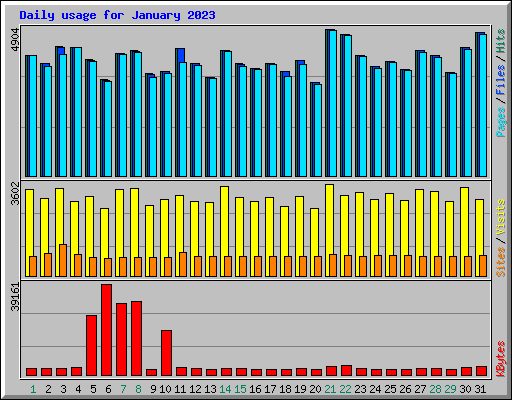 Daily usage for January 2023